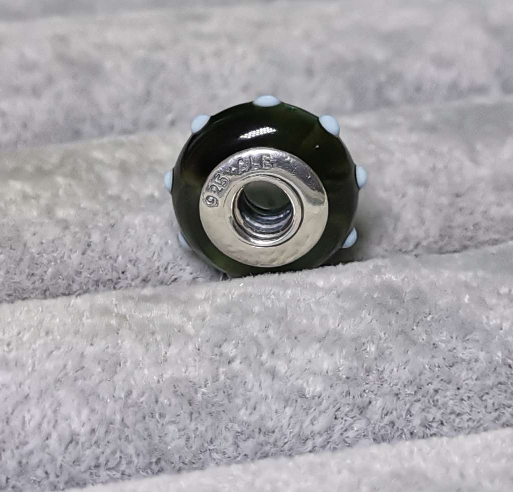 Pandora green glass charm