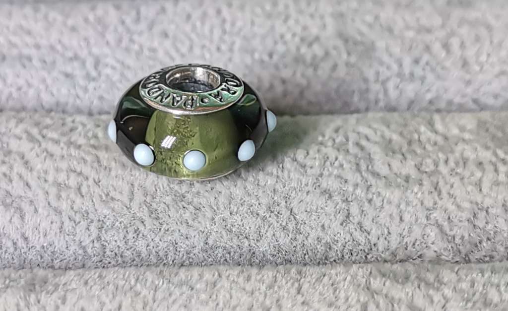 Pandora green glass charm