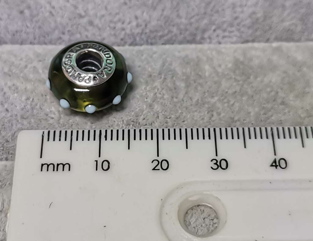 Pandora green glass charm
