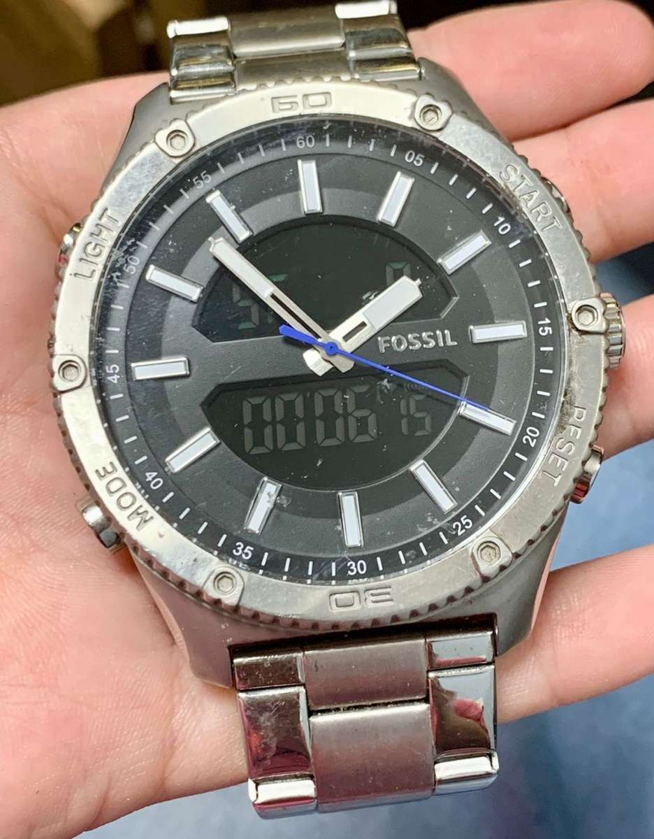 *R1 Auction* Fossil 'Analog & Digital' gent's large watch - All Stainless Steel, Good condition