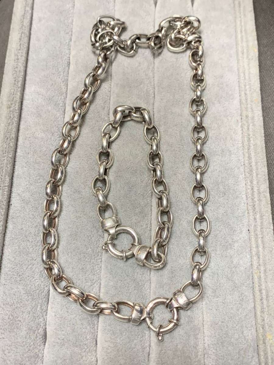 Silver Chain and Bracelet Set