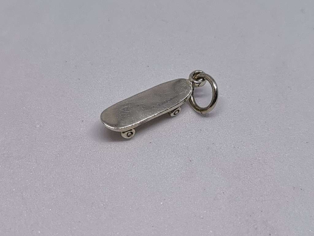 Silver Skateboard Charm