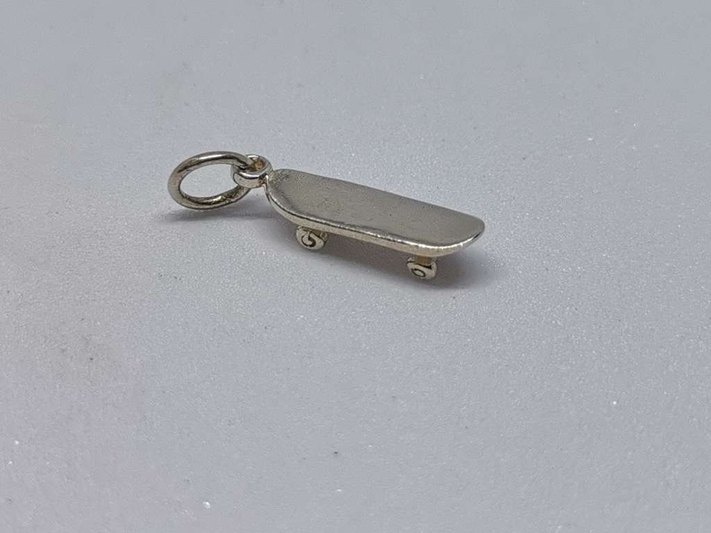 Silver Skateboard Charm