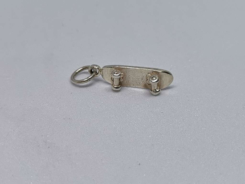 Silver Skateboard Charm