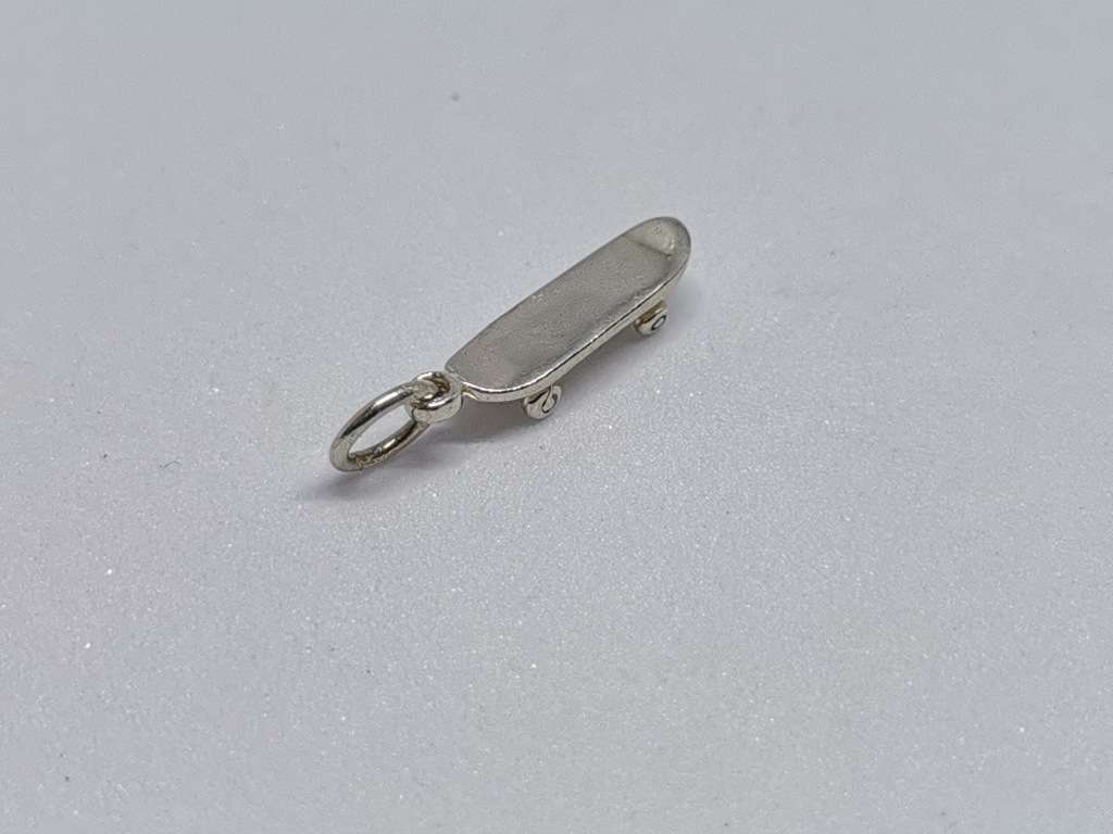 Silver Skateboard Charm