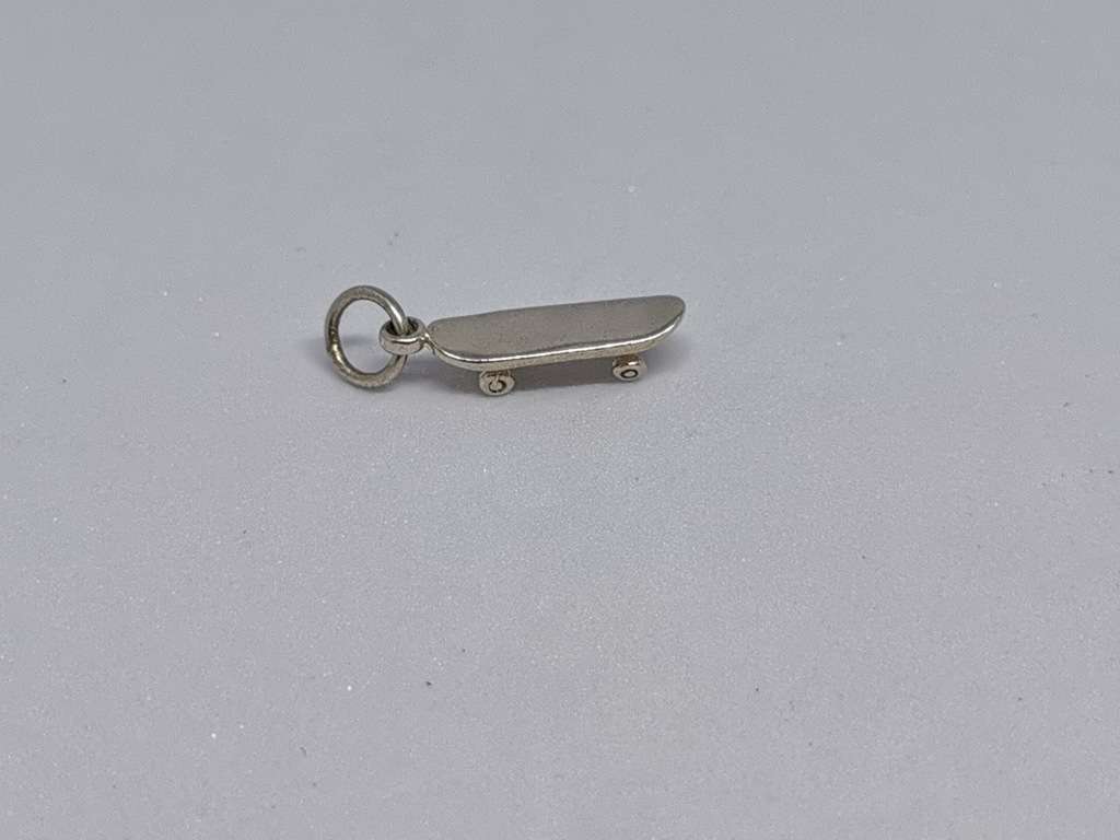 Silver Skateboard Charm