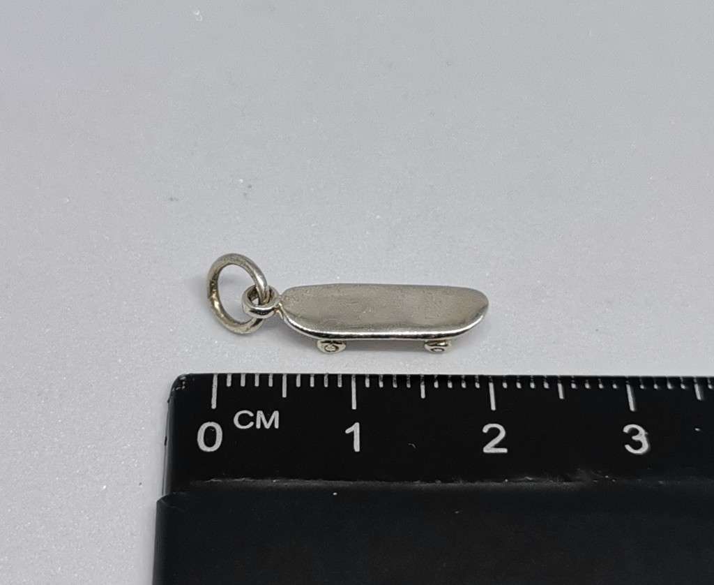 Silver Skateboard Charm