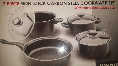 7 Piece NON-STICK Cookware set with tempered glass