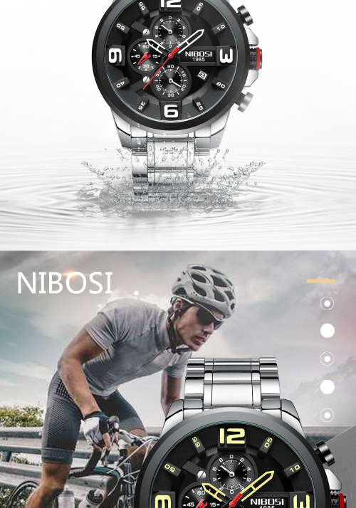 NIBOSI 1985 Mens Watches Luxury Top Brand Quartz Wrist Watch