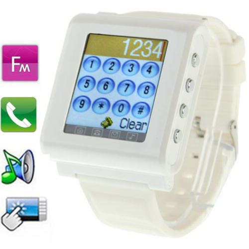 NEW UNLOCKED TOUCH SCREEN Watch CELLPHONE SIM Card SD Slot Camera FM Bluetooth GPRS (WHITE)
