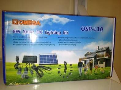 8W Solar Lighting System with 3 LED Globes & Cellphone Charger Includes Power Bank
