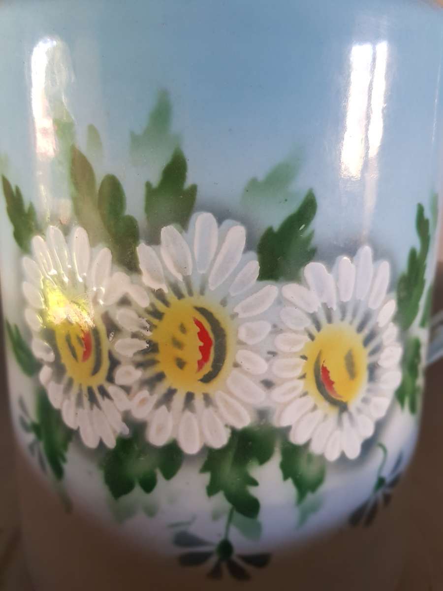 VINTAGE ENAMEL JUG AND BASIN