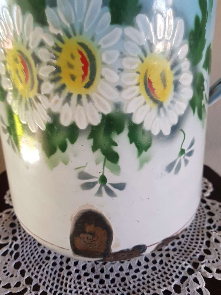 VINTAGE ENAMEL JUG AND BASIN