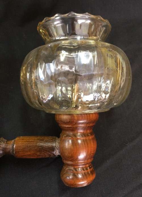 Vintage Wooden Twin-Shade Chandelier