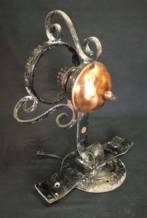 Vintage Iron and Copper Wall-Mount Lamp