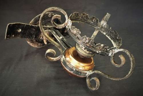 Vintage Iron and Copper Wall-Mount Lamp