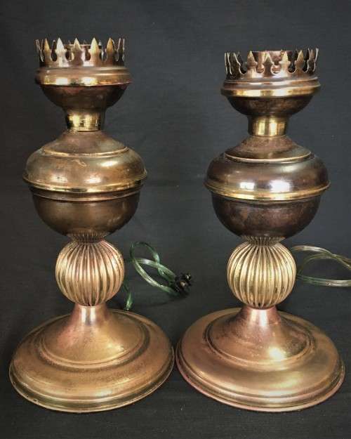 Pair of Vintage Brass Bedside or Table Lamps