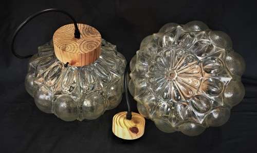Pair of Large Glass Pendants