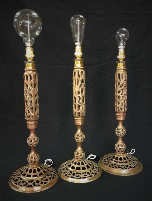 Trio of Brass Desk Lamps