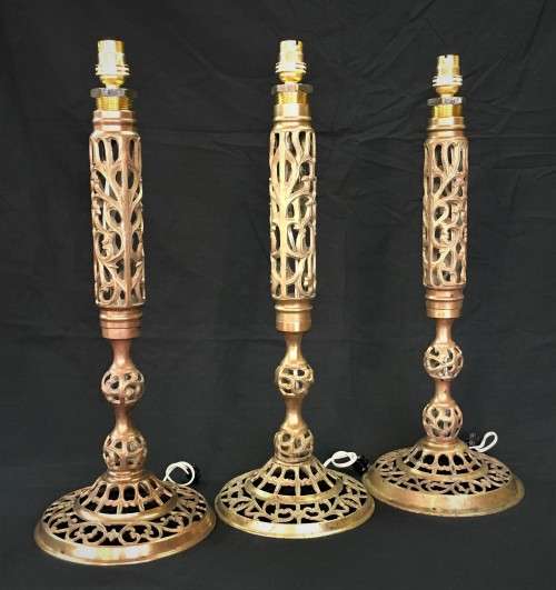 Trio of Brass Desk Lamps