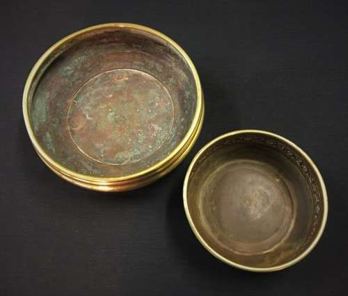 Two Brass-over-copper Bowls
