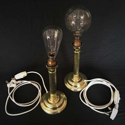 Pair Brass Bedside Lamps