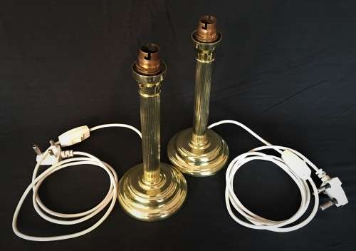 Pair Brass Bedside Lamps