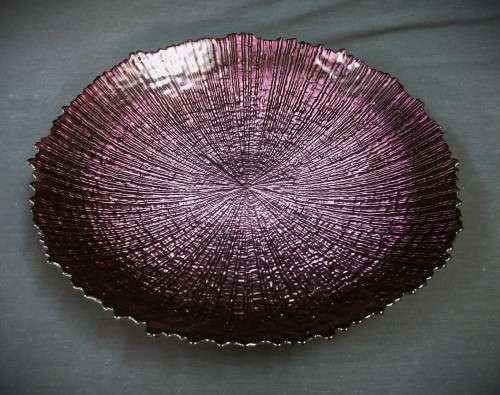 Purple Textured Glass Fruit Bowl