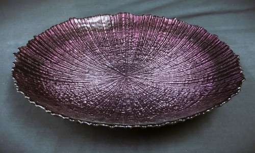 Purple Textured Glass Fruit Bowl