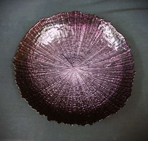 Purple Textured Glass Fruit Bowl