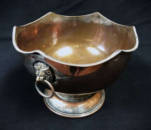 Vintage Silver-Plate Over Copper Pedestal Vase