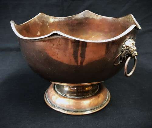 Vintage Silver-Plate Over Copper Pedestal Vase