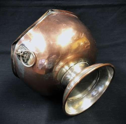 Vintage Silver-Plate Over Copper Pedestal Vase