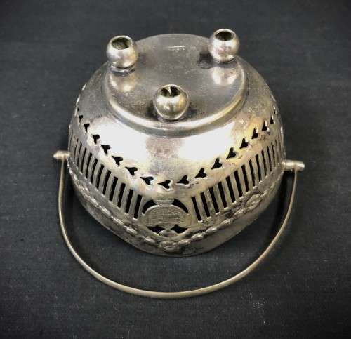 Vintage Silverplate Basket with Blue Glass Liner