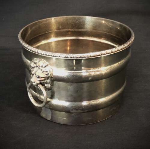 Vintage Silverplate-over-copper Lionhead Vase