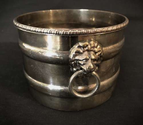 Vintage Silverplate-over-copper Lionhead Vase