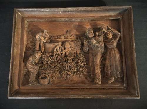 Pair of Vintage Wooden Relief Carvings