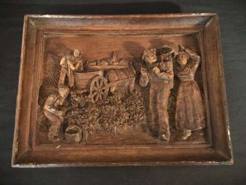 Pair of Vintage Wooden Relief Carvings