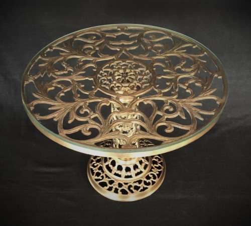 Vintage Brass Glass-topped Side Table