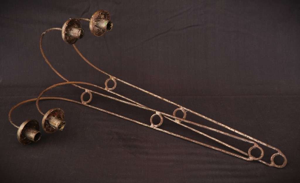 Pair of Metal Wall-Hanging Candelabras