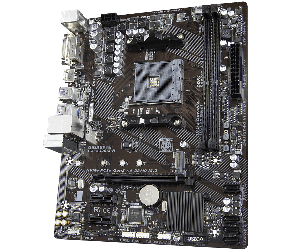 Gigabyte GA-A320M-H (Rev3) AM4 Socket Motherboard