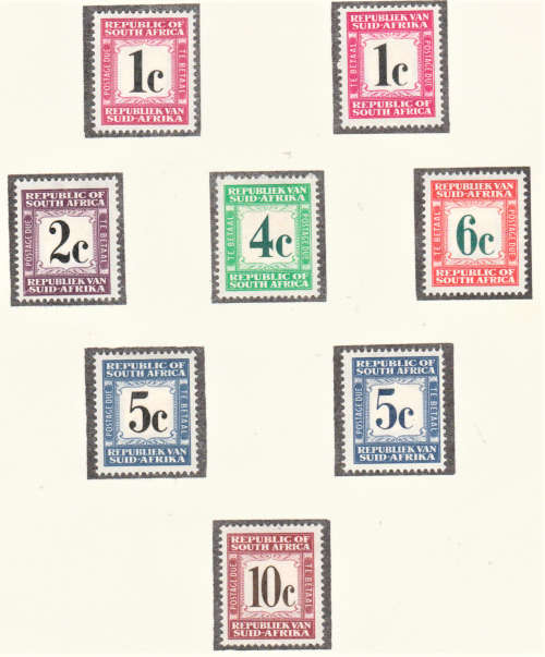 RSA - 1961 Postage Due Stamps SACC 50-55 - MM