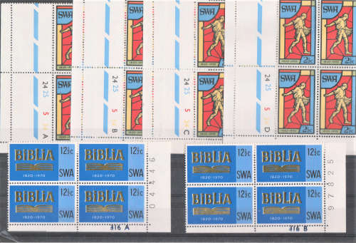 SWA - 1970 150th Anni of SA Bible Society Control Blocks SACC 238 ABCD -239 AB - UMM