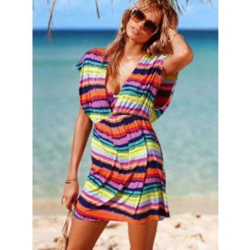 Soft Rainbow Ruffled Beach Dress