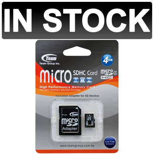 NEW TEAM 4GB MICRO SDHC SD HC CLASS 4 MEMORY CARD