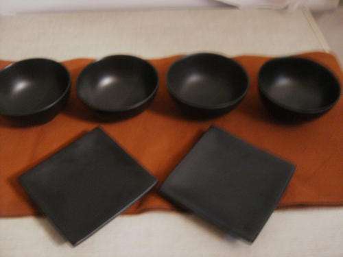 Set Of 6 Solid Heavy Stoneware Condiment Dishes