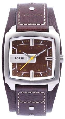 FOSSIL Men's Brown Leather Quartz Watch with Brown Dial