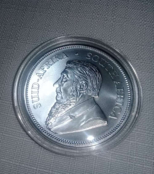 2018 ENCAPSULTED SILVER KRUGERRAND IN GORGEOUS BRILLIANT UNC COND.