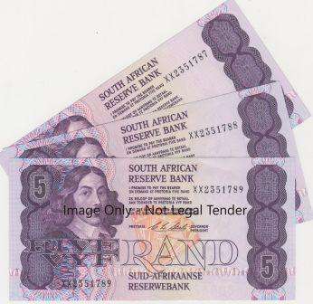 R5 CL Stals UNC Replacement Notes: 3 Consecutive numbers