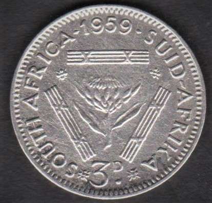 1959 SA Union 3d tickey - 50% silver
